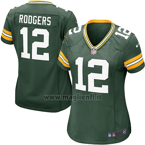 Maglia NFL Game Donna Green Bay Packers Rodgers Verde Militar2